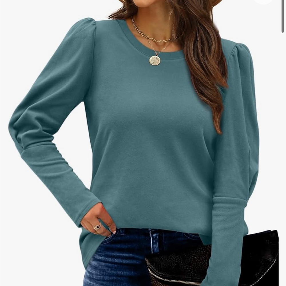 Trendy puff sleeve, crewneck sweatshirt 💎